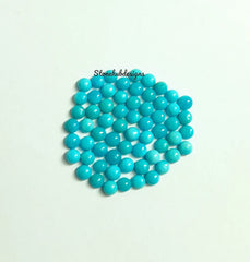 1.50MM, 2MM, 2.50MM Natural Turquoise Cabochon Round Gemstone, AAA Sleeping beauty Turquoise Smooth Round Flat back Cabs for Fine Jewelry