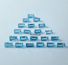 2x4MM, 2.5x5MM, 3x6MM Swiss Blue Topaz Faceted Baguette Cut Gemstone, AAA Natural Blue Swiss Topaz Faceted Baguette Cut Stone For Jewelry