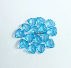 4MM, 5MM, 6MM Natural Swiss Blue Topaz Faceted Trillion Cut Stone, AAA Swiss Blue Topaz Trillion Cut Faceted calibrated Size Loose Gemstone