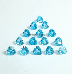 4MM, 5MM, 6MM Natural Swiss Blue Topaz Faceted Trillion Cut Stone, AAA Swiss Blue Topaz Trillion Cut Faceted calibrated Size Loose Gemstone