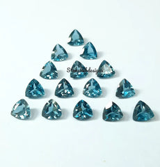 3MM, 4MM, 5MM, 6MM Natural London Blue Topaz Faceted Trillion Cut Gemstone, AAA London Topaz faceted Trillion Calibrated Size for Jewelry