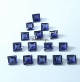4MM, 5MM, 6MM Natural Iolite Faceted Square Cut Gemstone, AAA Blue Iolite Faceted Square Loose Calibrated Cut Gemstone for Jewelry