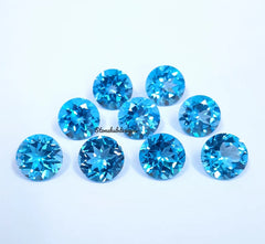5MM, 6MM Natural Swiss Blue Topaz Faceted Round Cut Gemstone, AAA Quality - Superb Color And Superb Luster Swiss Blue Topaz For Jewelry