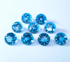 5MM, 6MM Natural Swiss Blue Topaz Faceted Round Cut Gemstone, AAA Quality - Superb Color And Superb Luster Swiss Blue Topaz For Jewelry