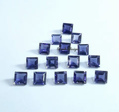 4MM, 5MM, 6MM Natural Iolite Faceted Square Cut Gemstone, AAA Blue Iolite Faceted Square Loose Calibrated Cut Gemstone for Jewelry
