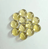 7MM, 8MM, 9MM, 10MM Natural Lemon Quartz Cabochon Round Gemstone, AAA Lemon Quartz Smooth Round Cabs Loose Calibrated Gemstone For Jewelry