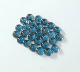 3MM, 4MM, 5MM, 6MM, 7MM, 8MM Natural London Blue Topaz Round flat back Cabochon Gemstone, AAA London Topaz Smooth Round For Jewelry making