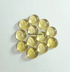 7MM, 8MM, 9MM, 10MM Natural Lemon Quartz Cabochon Round Gemstone, AAA Lemon Quartz Smooth Round Cabs Loose Calibrated Gemstone For Jewelry