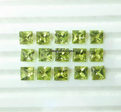 7MM, 8MM Natural Peridot Faceted Square Princess Cut Gemstone, AAA Green Peridot faceted Square Princess Cut Calibrated Gemstone for jewelry