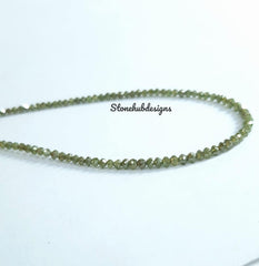 Natural Green Diamond Faceted Rondelle Beads, Diamond Necklace, AAA Green Diamond Faceted Beads for Jewelry, Green Diamond Beads