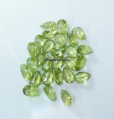 3x5MM, 4x6MM, 5x7MM Natural Peridot Faceted Pear Cut Gemstone, AAA Green Peridot faceted Pear Calibrated Size loose stone For Jewelry Making