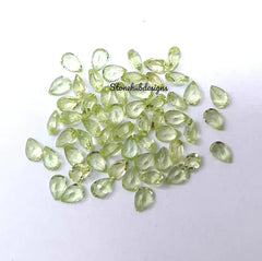 2x3MM, 3x4MM Natural Peridot Faceted Pear Cut Gemstone, AAA Green Peridot faceted Pear Calibrated Size loose stone For Jewelry Making