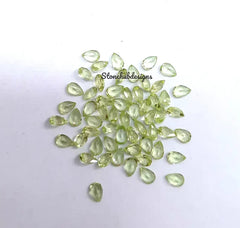 2x3MM, 3x4MM Natural Peridot Faceted Pear Cut Gemstone, AAA Green Peridot faceted Pear Calibrated Size loose stone For Jewelry Making