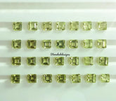 2MM, 2.5MM Natural Peridot Faceted Square Cut Gemstone, AAA Peridot Square Cut Calibrated Size loose Gemstone for jewelry