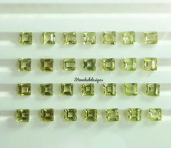 2MM, 2.5MM Natural Peridot Faceted Square Cut Gemstone, AAA Peridot Square Cut Calibrated Size loose Gemstone for jewelry