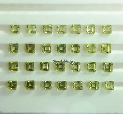 2MM, 2.5MM Natural Peridot Faceted Square Cut Gemstone, AAA Peridot Square Cut Calibrated Size loose Gemstone for jewelry