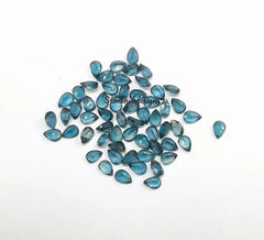 2x3MM, 3x4MM Natural London Blue Topaz faceted Pear Gemstone, AAA London Topaz Pear Loose Calibrated Cut Size Gemstone for Jewelry