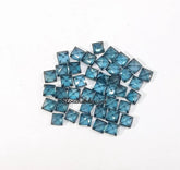 2MM, 2.5MM, 3MM Natural London Blue Topaz Faceted Square cut Gemstone, AAA London Topaz faceted Square Loose Calibrated Cut Size for Jewelry
