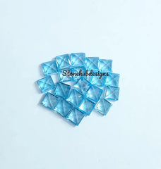 2MM, 2.5MM, 3MM Natural Swiss Blue Topaz Faceted Square cut Gemstone, AAA Swiss Topaz faceted Square Loose Calibrated Cut Size for Jewelry