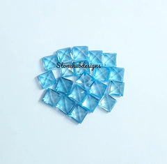 2MM, 2.5MM, 3MM Natural Swiss Blue Topaz Faceted Square cut Gemstone, AAA Swiss Topaz faceted Square Loose Calibrated Cut Size for Jewelry
