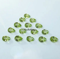 3x5MM, 4x6MM, 5x7MM Natural Peridot Faceted Pear Cut Gemstone, AAA Green Peridot faceted Pear Calibrated Size loose stone For Jewelry Making