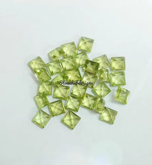 2MM, 2.5MM Natural Peridot Faceted Square Cut Gemstone, AAA Peridot Square Cut Calibrated Size loose Gemstone for jewelry