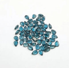 2x3MM, 3x4MM Natural London Blue Topaz faceted Pear Gemstone, AAA London Topaz Pear Loose Calibrated Cut Size Gemstone for Jewelry