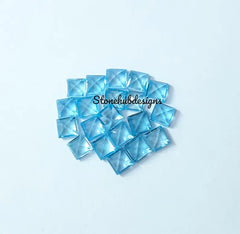 2MM, 2.5MM, 3MM Natural Swiss Blue Topaz Faceted Square cut Gemstone, AAA Swiss Topaz faceted Square Loose Calibrated Cut Size for Jewelry