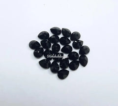 2x3MM, 3x4MM, 3x5MM Natural Black Onyx Faceted Pear Cut Gemstone, AAA Black Onyx Faceted Loose Calibrated Pear Cut Gemstone for Jewelry