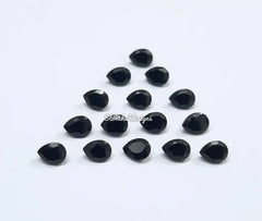 2x3MM, 3x4MM, 3x5MM Natural Black Onyx Faceted Pear Cut Gemstone, AAA Black Onyx Faceted Loose Calibrated Pear Cut Gemstone for Jewelry