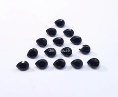 2x3MM, 3x4MM, 3x5MM Natural Black Onyx Faceted Pear Cut Gemstone, AAA Black Onyx Faceted Pear Loose Calibrated Cut Stone for Jewelry