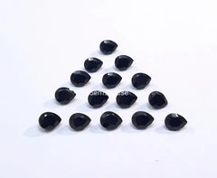 2x3MM, 3x4MM, 3x5MM Natural Black Onyx Faceted Pear Cut Gemstone, AAA Black Onyx Faceted Pear Loose Calibrated Cut Stone for Jewelry