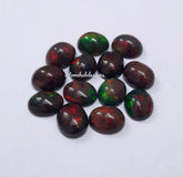 9x11MM, 10x12MM Natural Ethiopian Black Opal Cabochon Oval Gemstone , AAA Black Ethiopian Opal Smooth Oval Cabs Loose stone For Jewelry
