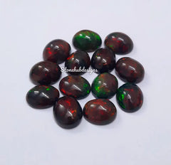 9x11MM, 10x12MM Natural Ethiopian Black Opal Cabochon Oval Gemstone , AAA Black Ethiopian Opal Smooth Oval Cabs Loose stone For Jewelry