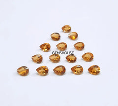 2x3MM, 3x4MM Natural Citrine faceted Pear Cut Gemstone, AAA Yellow Citrine Faceted Pear Loose Calibrated Cut Gemstone for Jewelry