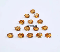 2x3MM, 3x4MM Natural Citrine faceted Pear Cut Gemstone, AAA Yellow Citrine Faceted Pear Loose Calibrated Cut Gemstone for Jewelry