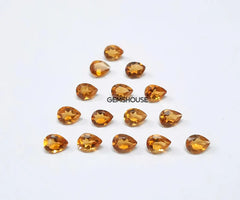 2x3MM, 3x4MM Natural Citrine faceted Pear Cut Gemstone, AAA Yellow Citrine Faceted Pear Loose Calibrated Cut Gemstone for Jewelry