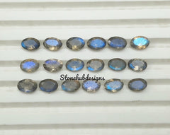 6x8MM, 7x9MM, 8x10MM, 9x11MM Natural Labradorite Faceted Oval Cut Stone, AAA Blue Flash Labradorite Oval Calibrated Cut Stone For Jewelry