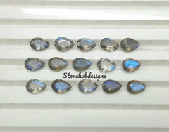 6x8MM, 7x9MM Natural Labradorite Faceted Pear Cut Stone, AAA Blue Flash Labradorite Faceted Pear Loose Calibrated Cut Gemstone for jewelry