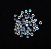 1.50MM, 2MM, 2.50MM Natural Moonstone Round flat back Cabochon Gemstone, AAA Flashy Blue Moonstone Smooth Round Cabs Loose stone For Jewelry