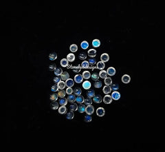 1.50MM, 2MM, 2.50MM Natural Moonstone Round flat back Cabochon Gemstone, AAA Flashy Blue Moonstone Smooth Round Cabs Loose stone For Jewelry