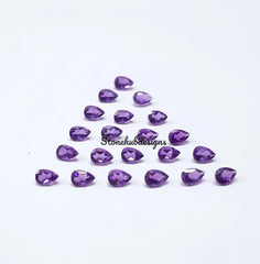 2x3MM, 3x4MM Natural Amethyst faceted Pear Cut Gemstone, AAA Purple Amethyst faceted Pear Cut Loose Calibrated Stone For Jewelry