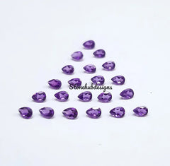 2x3MM, 3x4MM Natural Amethyst faceted Pear Cut Gemstone, AAA Purple Amethyst faceted Pear Cut Loose Calibrated Stone For Jewelry