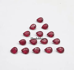 2x3MM, 3x4MM RUBY Faceted Pears Cut Loose Gemstone, AAA Glass Field Reddish Ruby Faceted Pear Loose Calibrated Gemstone For Jewelry