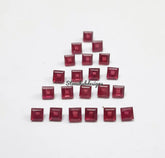 2x2MM, 2.5x2.5MM, 3x3MM RUBY Faceted Square Cut Gemstone, AAA Glass Field Red Ruby Faceted Loose Calibrated Cut Gemstone For Jewelry