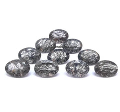 10x14MM, 12x16MM, 13x18MM Natural Black Rutile Faceted Oval Gemstone, AAA Black Rutile Quartz Oval Loose Calibrated Cut Stone for jewelry