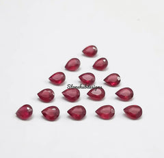 2x3MM, 3x4MM RUBY Faceted Pears Cut Loose Gemstone, AAA Glass Field Reddish Ruby Faceted Pear Loose Calibrated Gemstone For Jewelry