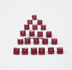 2x2MM, 2.5x2.5MM, 3x3MM RUBY Faceted Square Cut Gemstone, AAA Glass Field Red Ruby Faceted Loose Calibrated Cut Gemstone For Jewelry