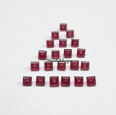 2x2MM, 2.5x2.5MM, 3x3MM RUBY Faceted Square Cut Gemstone, AAA Glass Field Red Ruby Faceted Loose Calibrated Cut Gemstone For Jewelry