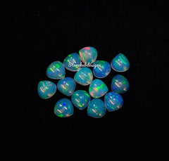 4MM, 5MM, 6MM Natural Ethiopian Opal Heart shape Cabochon Gemstone, AAA Ethiopian Opal Multi Fire Smooth Hearts Cabs loose stone for jewelry